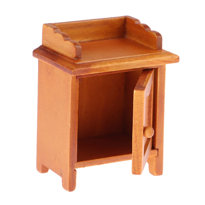 

1pc 1:12 Dollhouse Mini Accessories Wood Bedside Table Nightstand Storage Cabinet Doll House Furniture Model Decor Toy