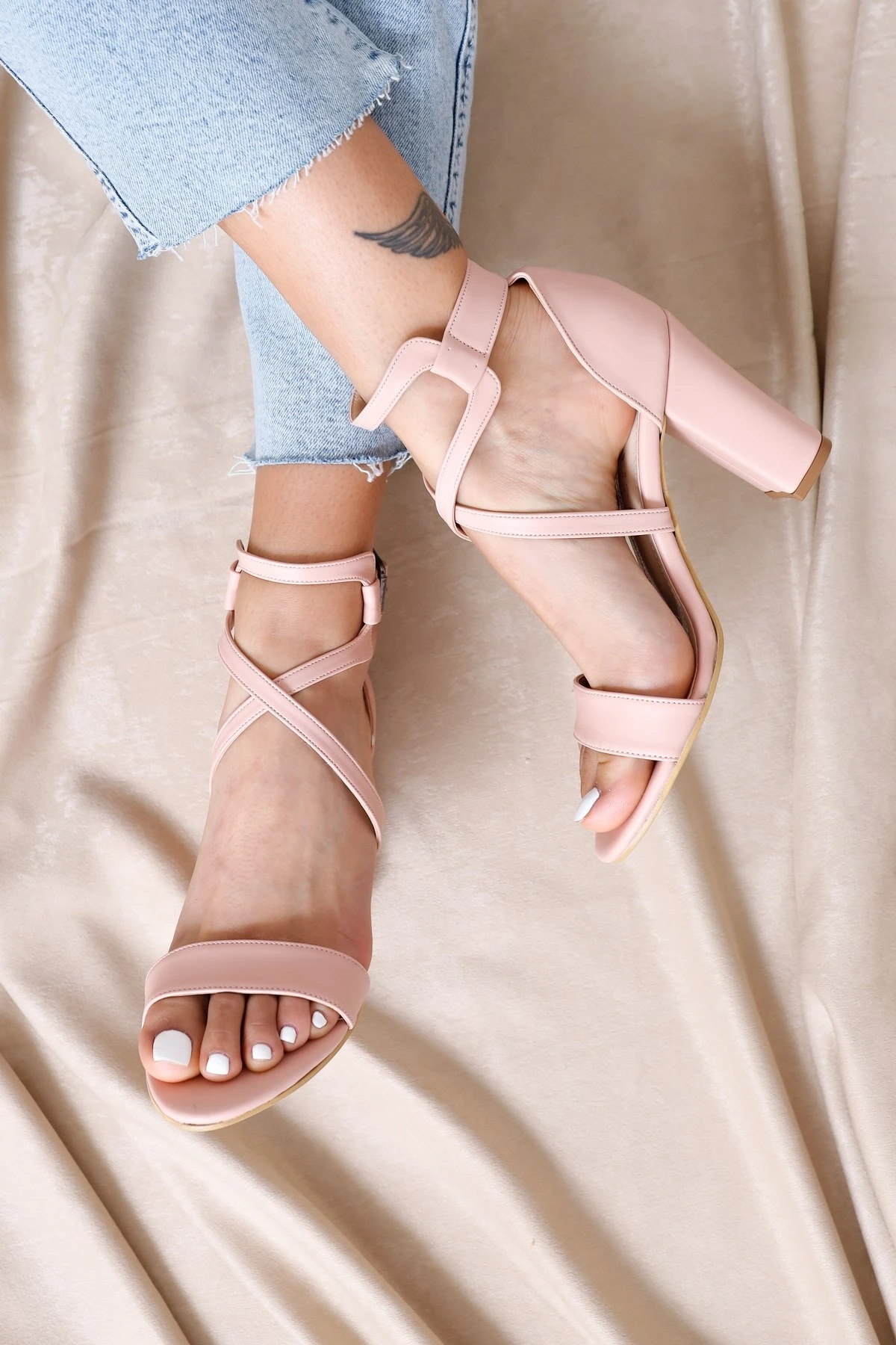 

Ansley Heels Powder Skin Shoes