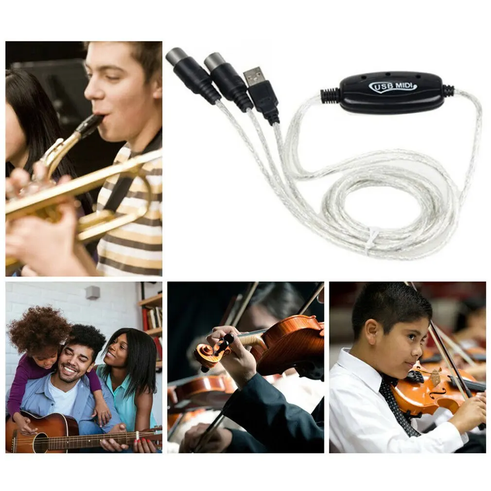 Интерфейсный кабель MIDI-USB IN-OUT адаптер для клавиатуры электронного барабана