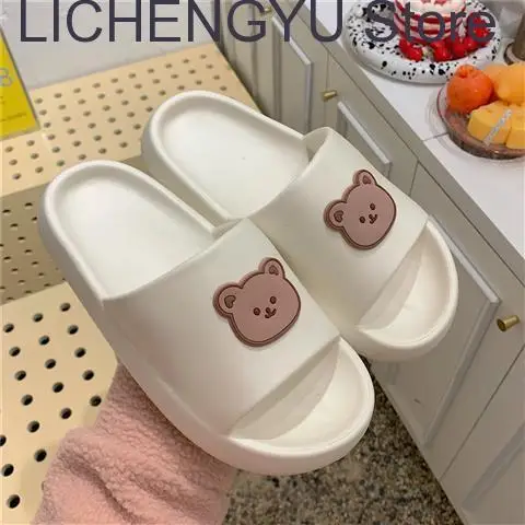 

New Bear Slippers Women's Summer Flip-Flops Sandals Platform Casual House of Sunny Kawaii Home Soft