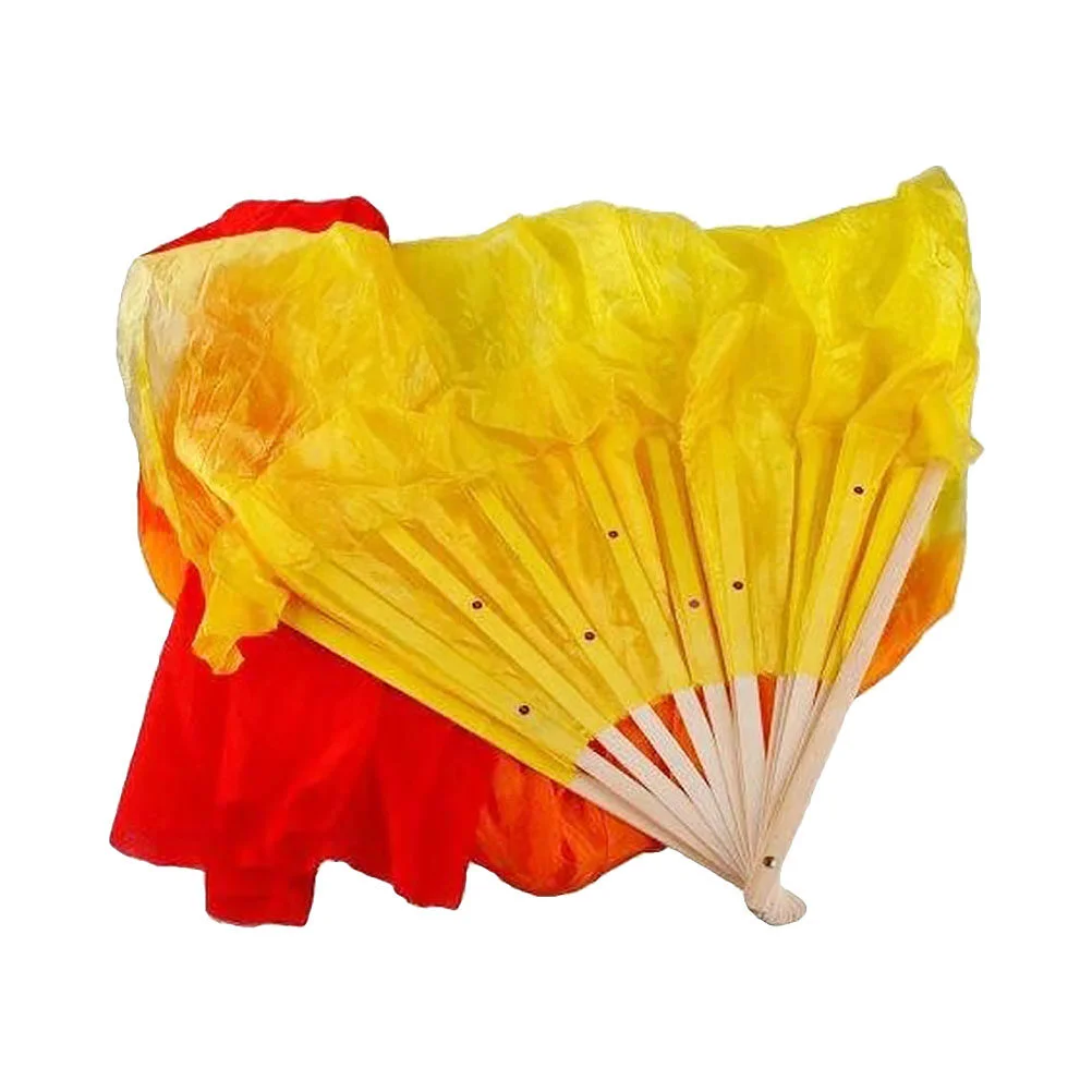 

Yana Colorful Fan Stage Show Dancing Fans Worship Flags Simulation Silk Foldable Lengthen Folding Banner Square Dance Supplies