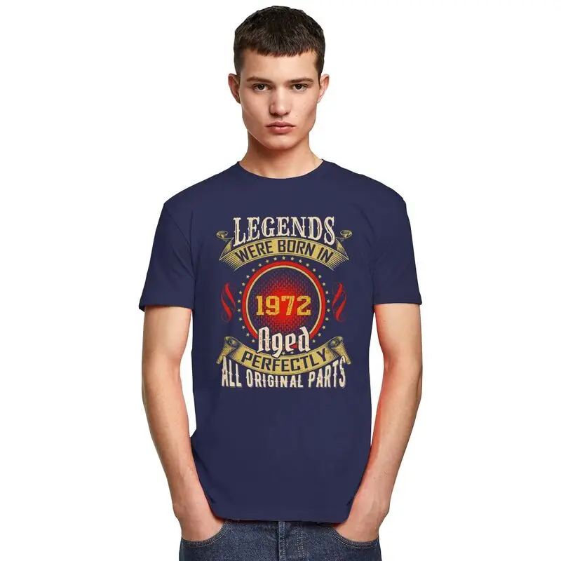 Фото Подарок на день рождения 53 лет Legend Are Born In 1972. Футболки для мужчин. Повседневные футболки с короткими рукавами. Свободные футболки из чистого хлопка. №5