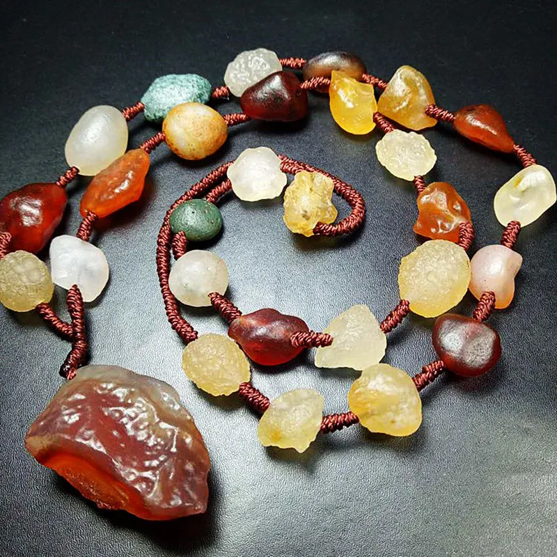 FA ожерелье ручной работы красочный Gobi грубый камень аласан агат цепь для свитера