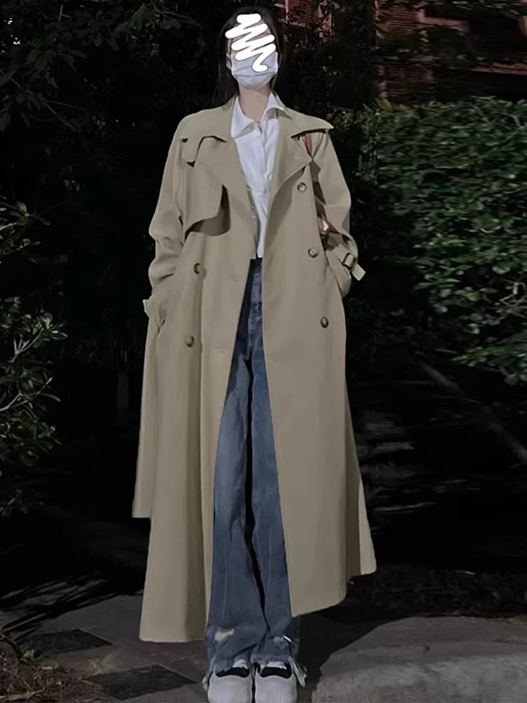Британский плащ цвета хаки верхняя одежда для женщин весна 2024 новая маленькая
