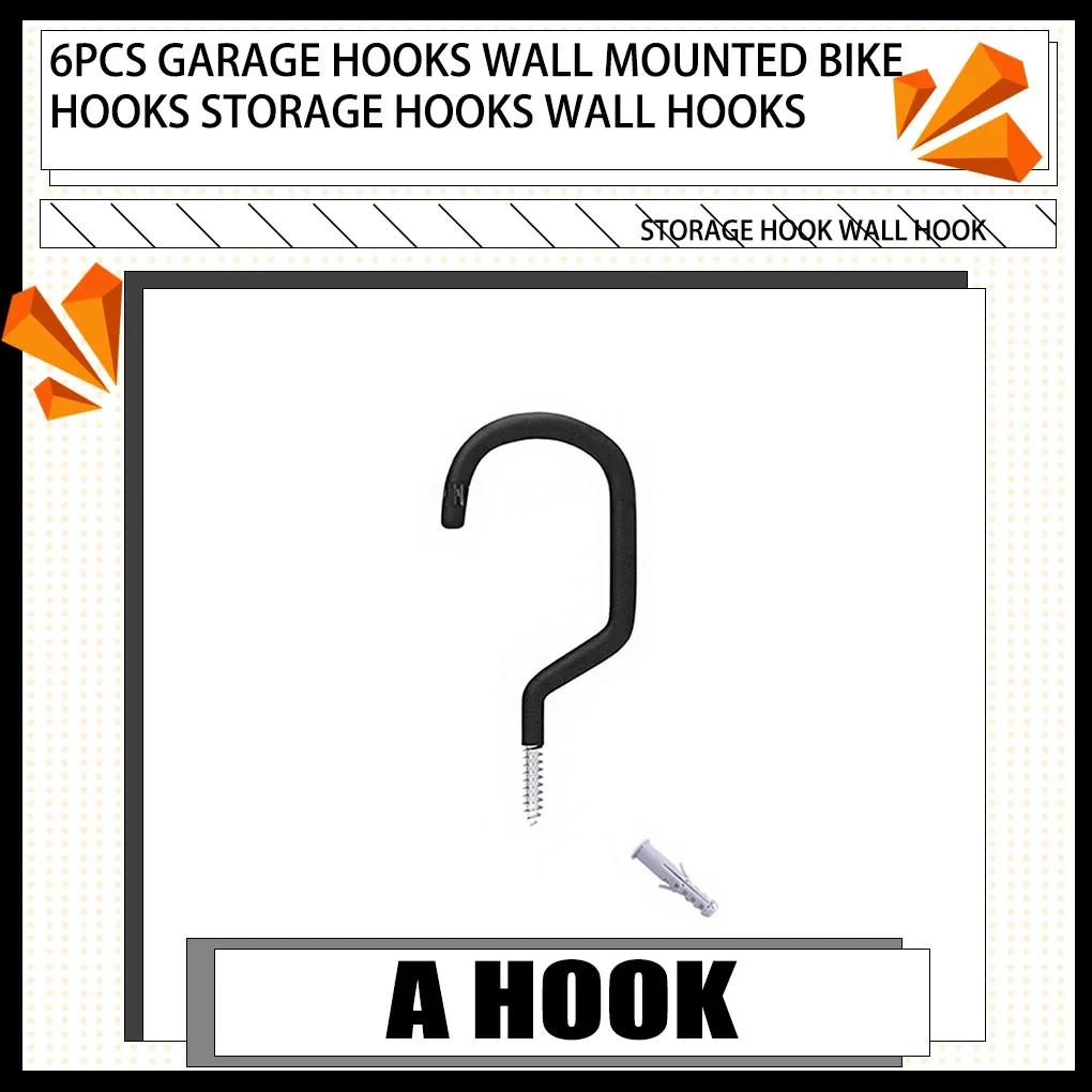 

6 Pieces Wall Mounted Bike Hanger Metal Garage Warehouse Hook Holder