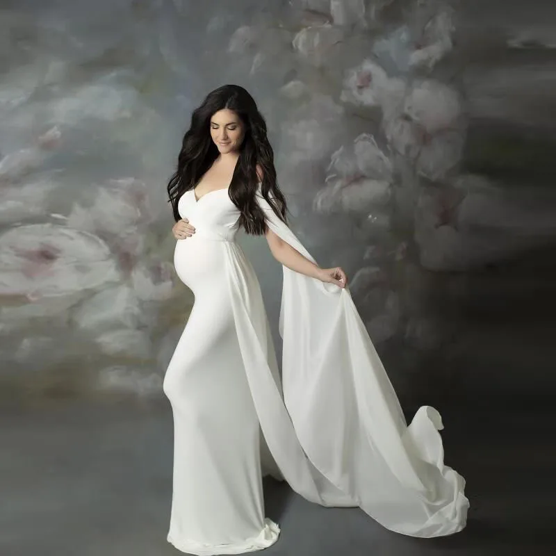 

2022Maternity Photography Props Lace Maternity Dress Fancy Photo Shooting Dress Summer Pregnancy Dress