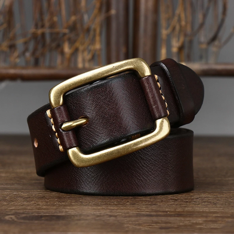 2023 Men Cowskin Genuine Leather Belts Cowboy Wide High Quality Buckle Belts for Men Brand Luxury Leisure Vintage Jeans Strap