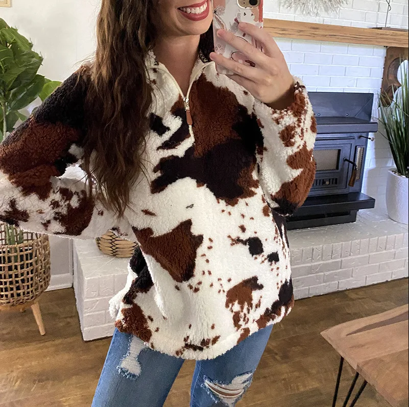 

2023 Autumn Women's Hoodie Print Turtleneck Zippers Pockets Loose Keep Warm Hoodies Female Elegant Casual Fashion Ladies Clothes