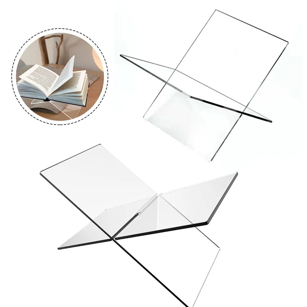 

Acrylic Book Shelf Holder X-Shaped Display Stand For Cookbook Recipe Menu Magazines Storybook Reading Books Holder Display Rack