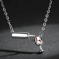 exquisite women heart red wine bottle cup clavicle chain necklace for charm necklaces jewelry gift
