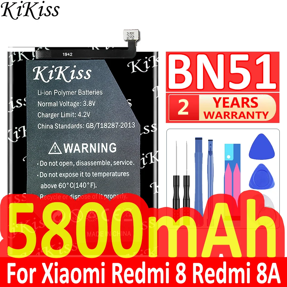 

KiKiss For Xiao Mi BN51 BN 51 5800mAh Phone Battery For Xiaomi Redmi 8 For Redmi 8A For Redmi8 For Redmi8A Replacement Batteries