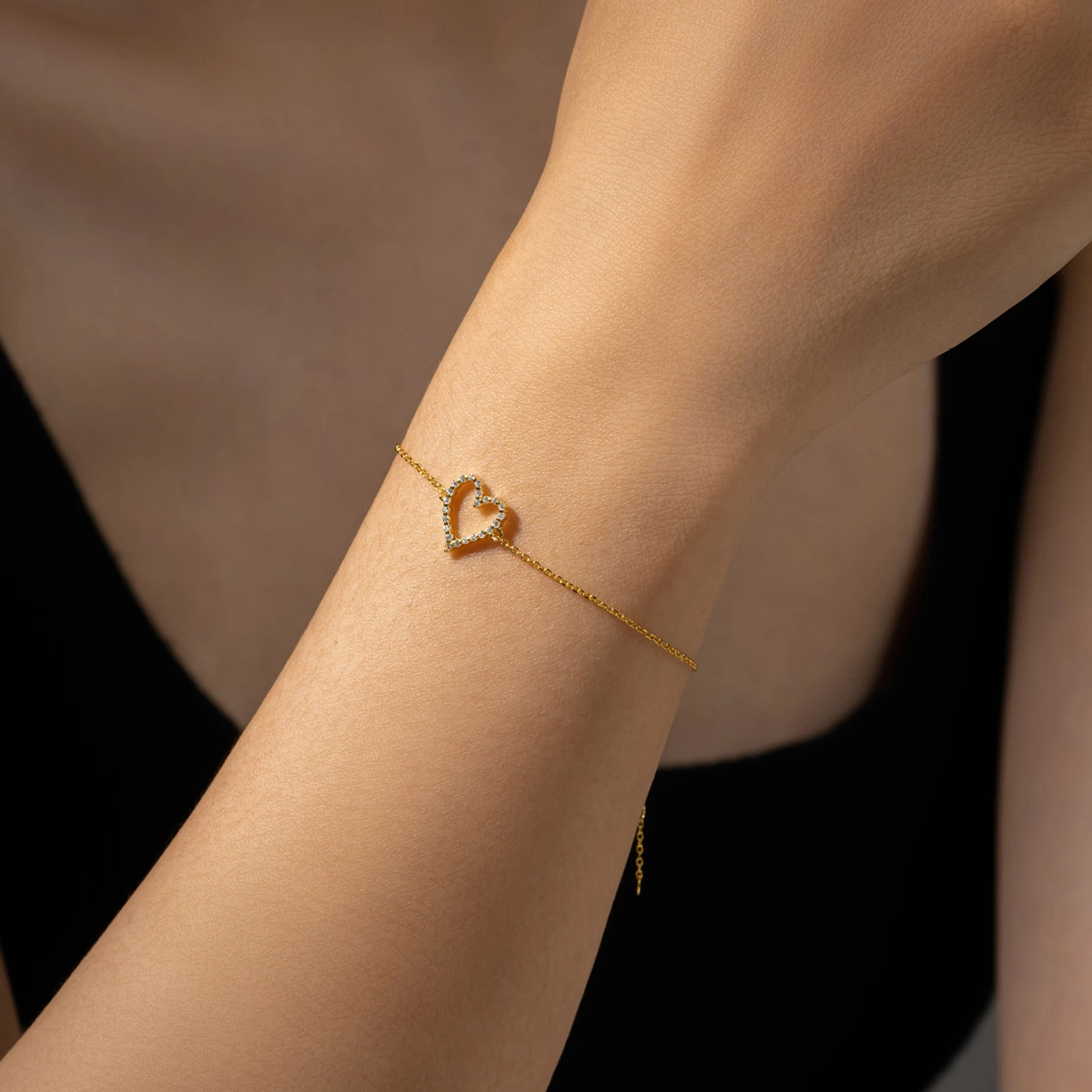 ANDYWEN стерлингового серебра 925 пробы сердце CZ циркон длинная цепочка ожерелье