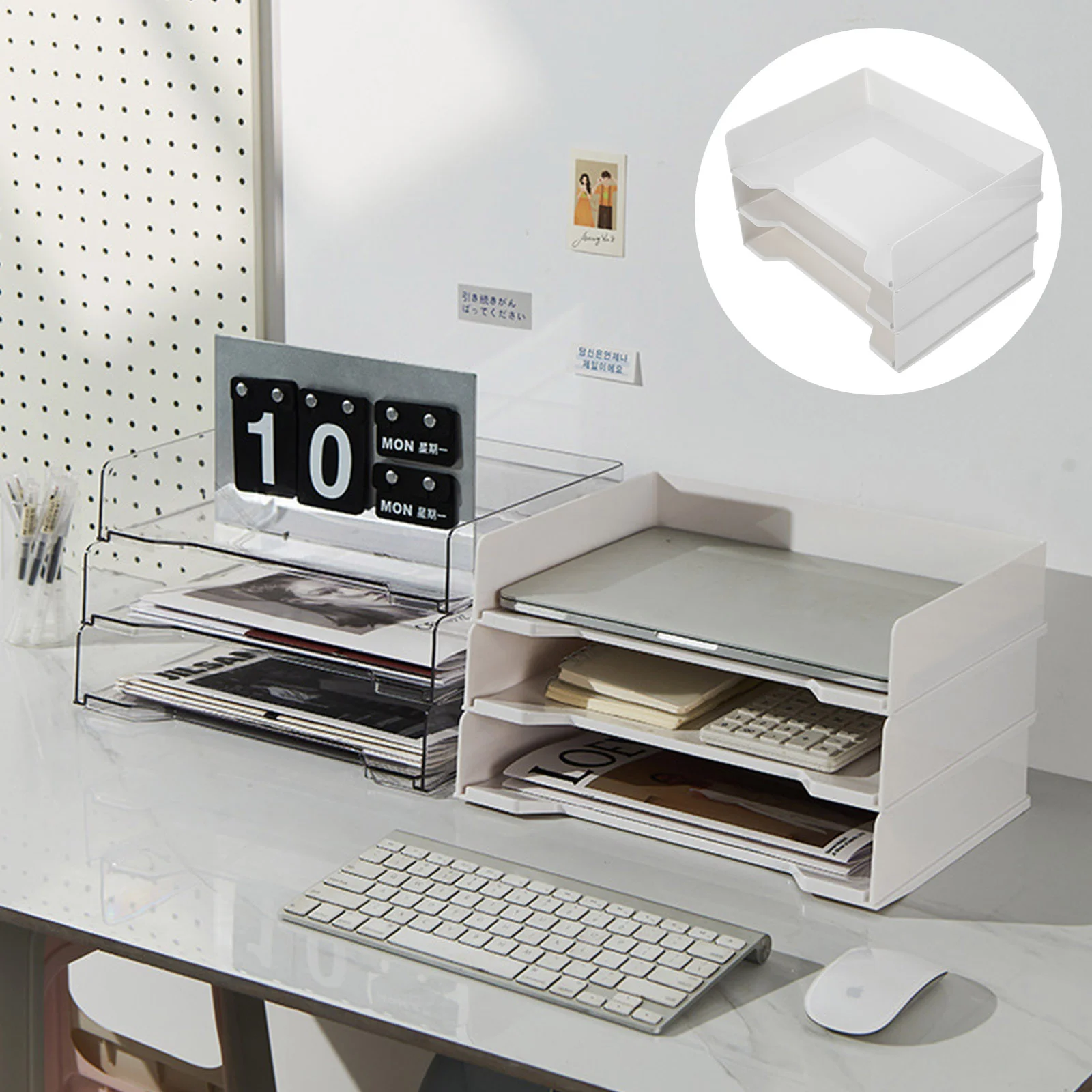 

3 Pcs Clear Container Office File Shelf Organizing Desktop Organizer Make Shelves Storage Plastic Pen Holder Stand