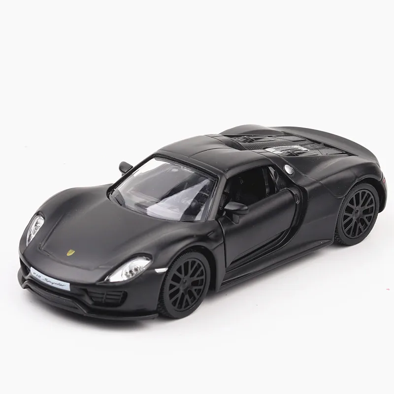 

1/36 Diecast Model Matte Black Car Series Pors918 #CH554030M Alloy Body 5 Inch 2 Open Doors No Lights No Sounds Collective
