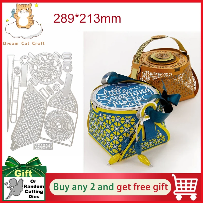 

Happy Hamper Gift Box Die Set Gift Baskets Cutting Dies Mould Scrapbooking Embossed Photo Album Decor Card Making DIY Handicraft