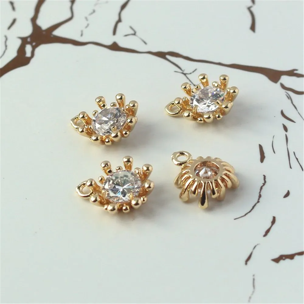 

14k gold color retention 12mm grab zircon pendant diy handmade jewelry small pendant