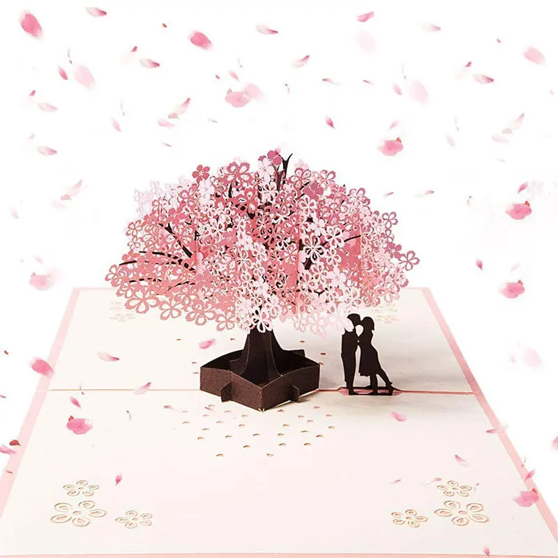 

Christmas 3D Greeting Cards Birthday Card Romantic Sakura Card Valentine's Day Wedding Invitation Cards Notecards Envelopes