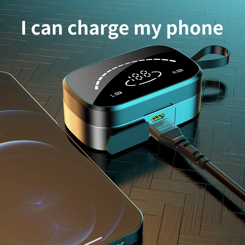 

TWS Wireless Earphones Bluetooth 5.0 Headphones IPX7 Waterproof Earbuds Bass Stereo Battery LED Mirror Charging Case lotos lotus