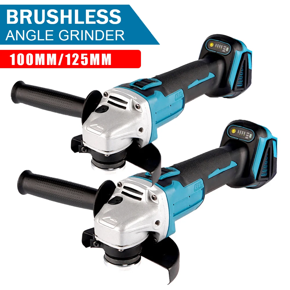 100/125mm Brushless Electric Impact Angle Grinder 3 Speed Cordless Metal Cutting Power Tool Makita 18V Battery Polishing Grinder