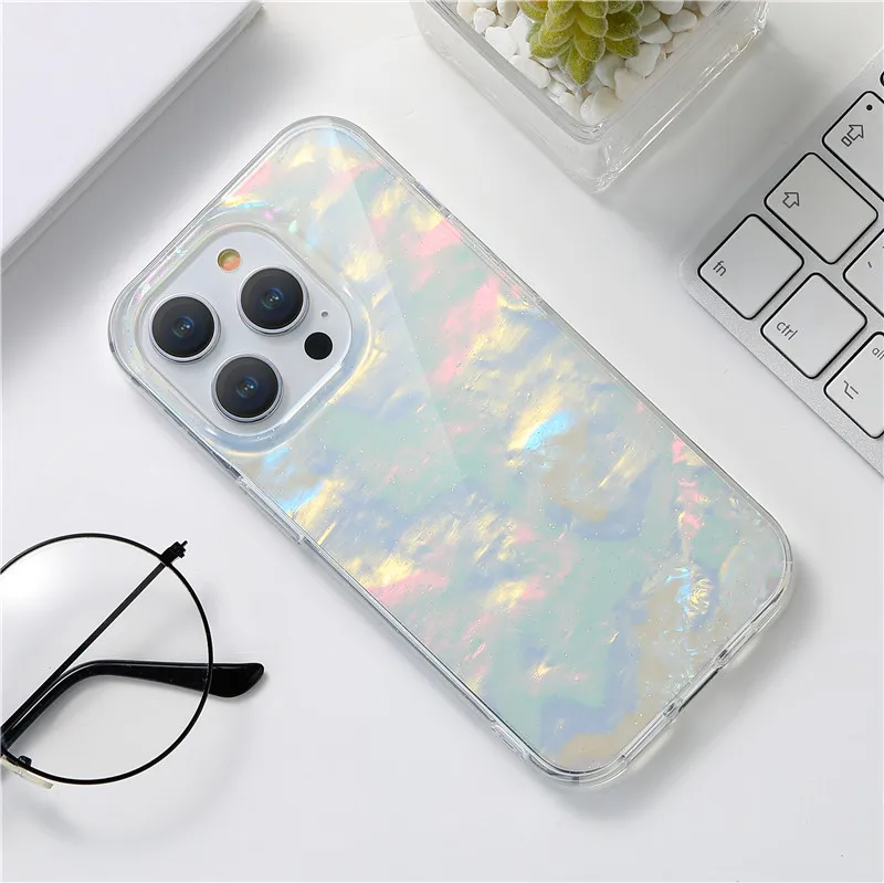 

60PCS For iPhone 11 Pro Max Shockproof Fashion Personalized Shell Cover For iPhone 13 Case Colorful Glitter Shell Pattern Case