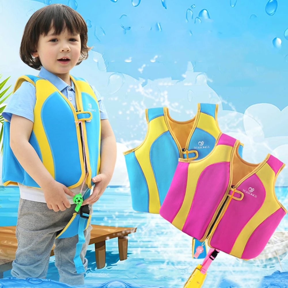

2022 Neoprene Life Jacket Baby Children Life Jacket Water Sports Beginner Swimming Training Cartoon Shark Life Jacket 10-35KG