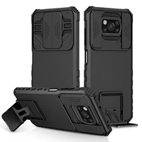 slide door lens armor case poco x3 nfc x4 pro m3 for xiaomi 11t redmi 10c note 8 9a 9c kickstand camera protector phone cover
