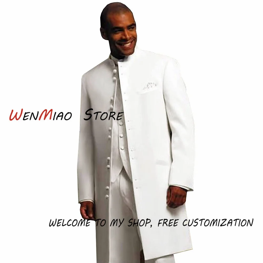Ivory Suit for Men Wedding Groom Tuxedo Party Formal Three Piece Male Blazer Pants Vest Long Jacket Set trajes de hombre