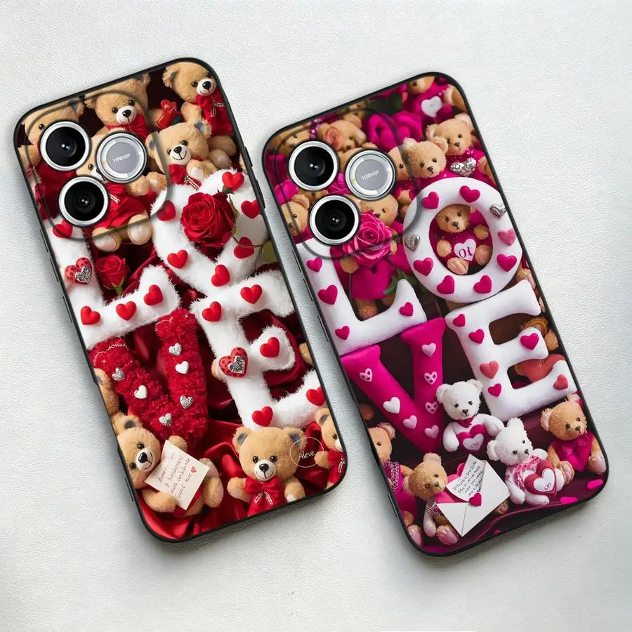 Фото Чехол для телефона Funda для Honor 70 90 8X Magic5 X8 600 X6 200 400 X7 X9 X5 с милым медведем ко Дню святого Валентина №5