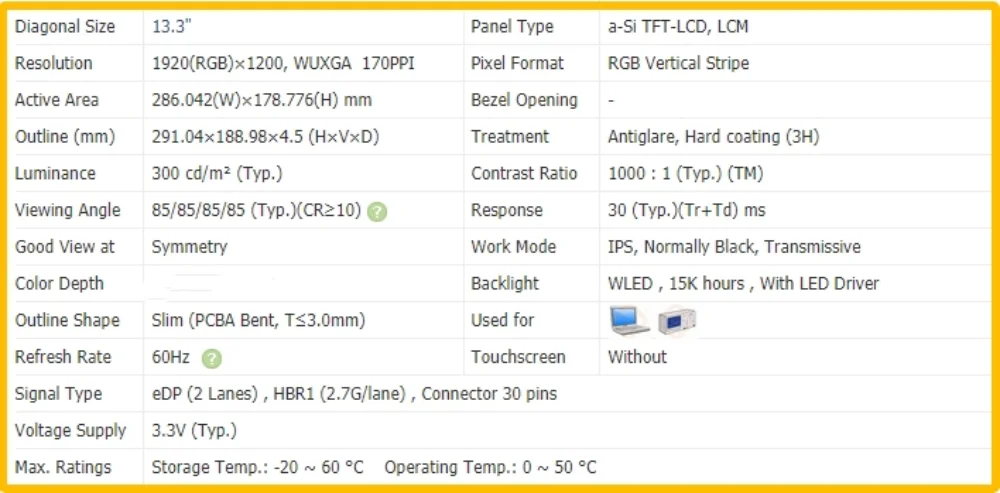 Φ LP133WU1 SPB1 13.3 LP133WU1-SPB1 ЖК-экран без касания IPS панель FHD 1920x1200 EDP 30 контактов