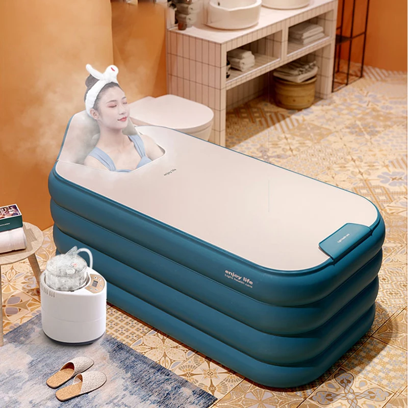 

Bathing Bucket Bathtub Inflatable Portable Travel Camping Bathtub Drainer Airlock Baignoire Pliable Portable Bath Tub For Adults