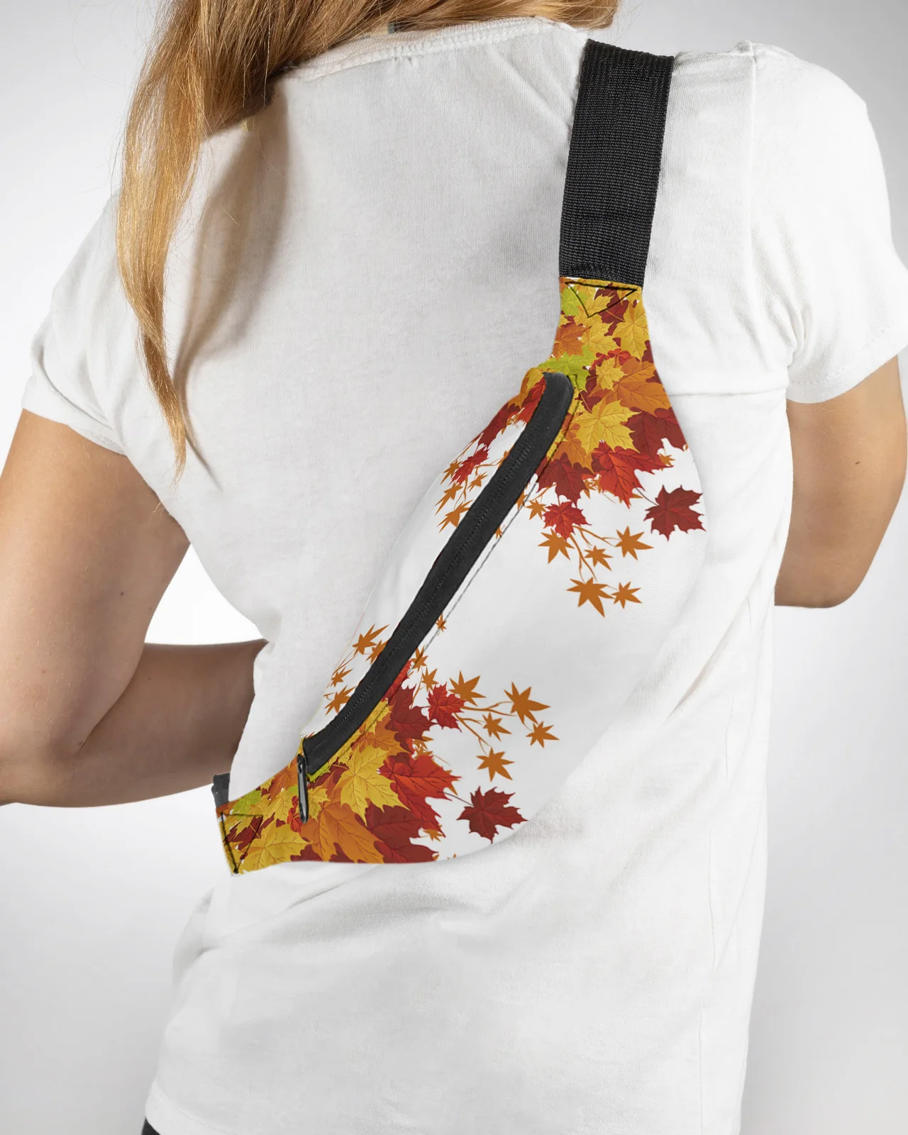 

Осенняя поясная сумка для мужчин и женщин с градиентом из кленовых листьев, забавный кошелек, большая поясная сумка для телефона, кошелек, водонепроницаемые набедренные сумки-бананки