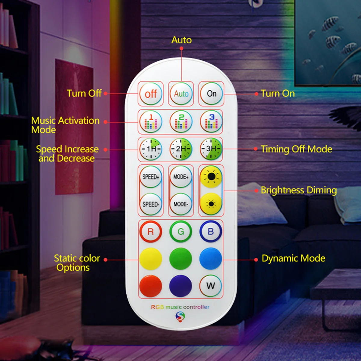 Набор светодиодных лент RGB APP Bluetooth 2,4G с дистанционным управлением, меняющие цвет свет с 24 кнопками, 5050 режим для украшения комнаты (art.: 3920bf3c4daa2) - 3920bf3c4daa2