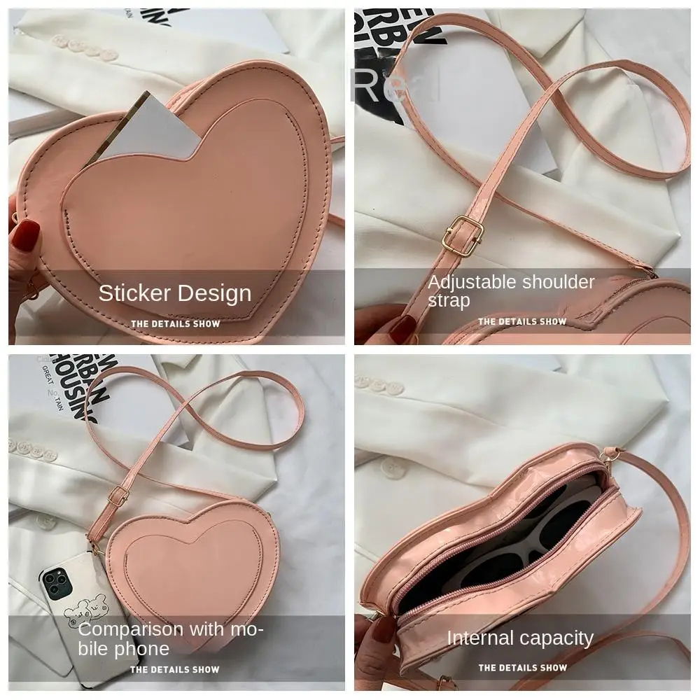 Розовые персиковые сумочки в форме сердца регулируемый плечевой ремень женские