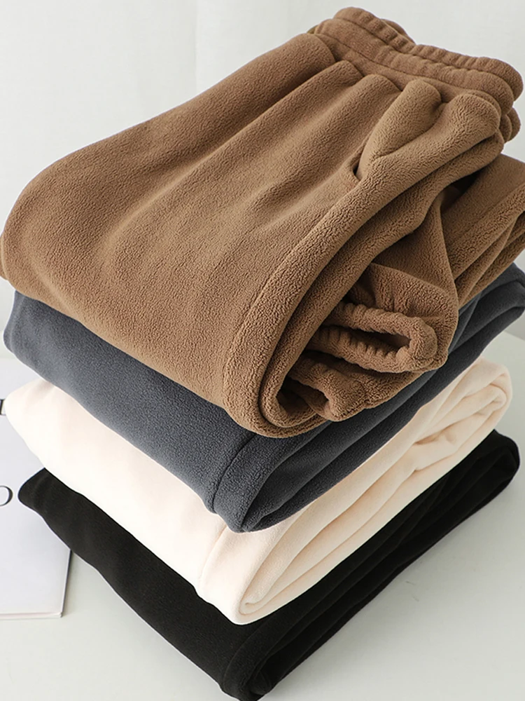 Осень-зима теплые толстые флисовые спортивные брюки женские мягкие штаны с