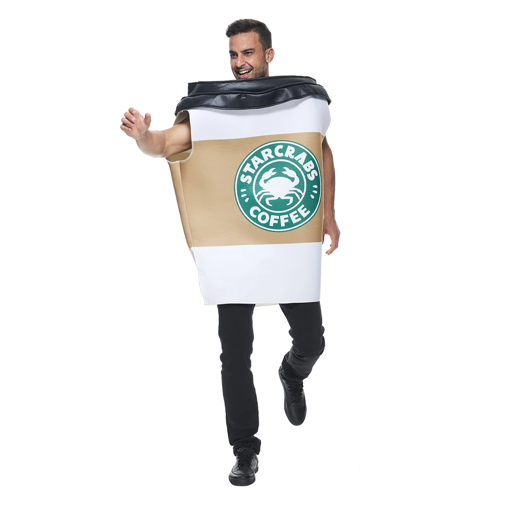 Забавный костюм для пар кремовый и кофейный на Хэллоуин взрослых унисекс еда