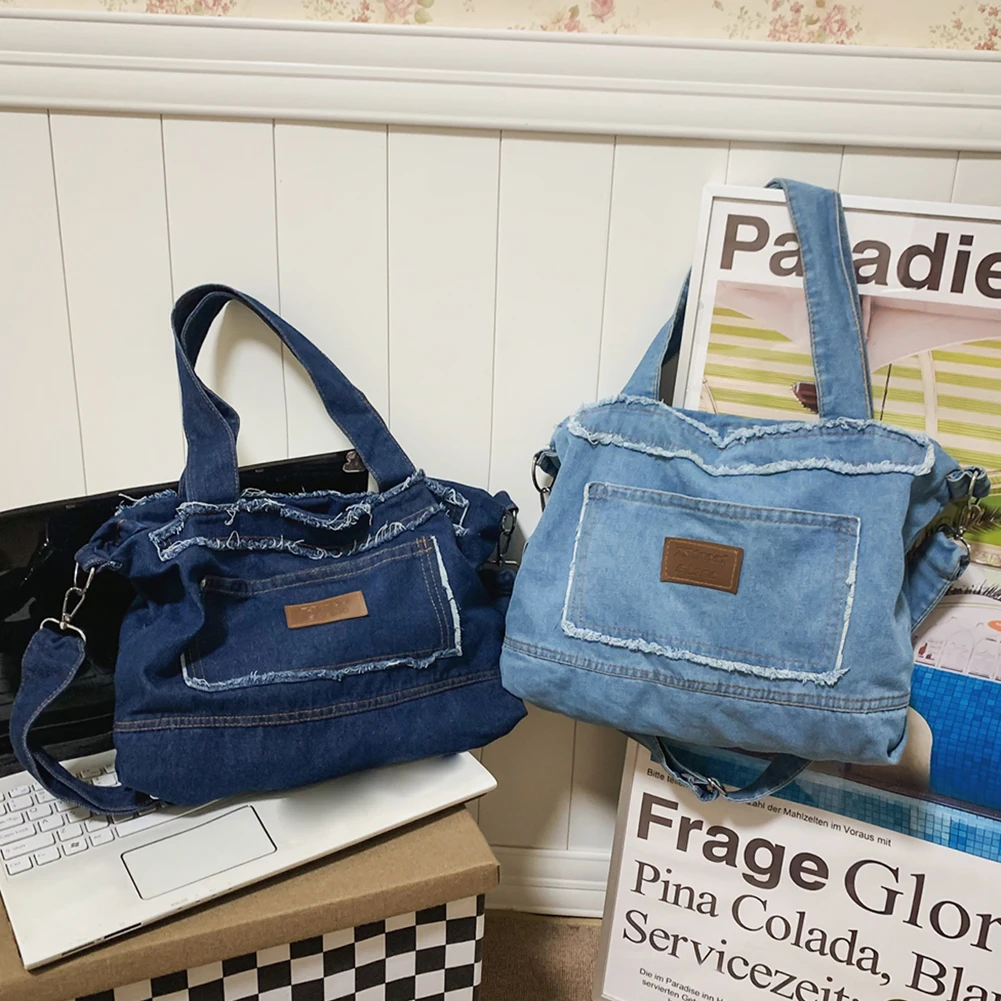 

Denim Jeans Bags Cool Girl Totes 2023 Fashion Trend High Street Hardware Tote In Drop Ship Denim Women's Y2K Mini Shoulder Bag