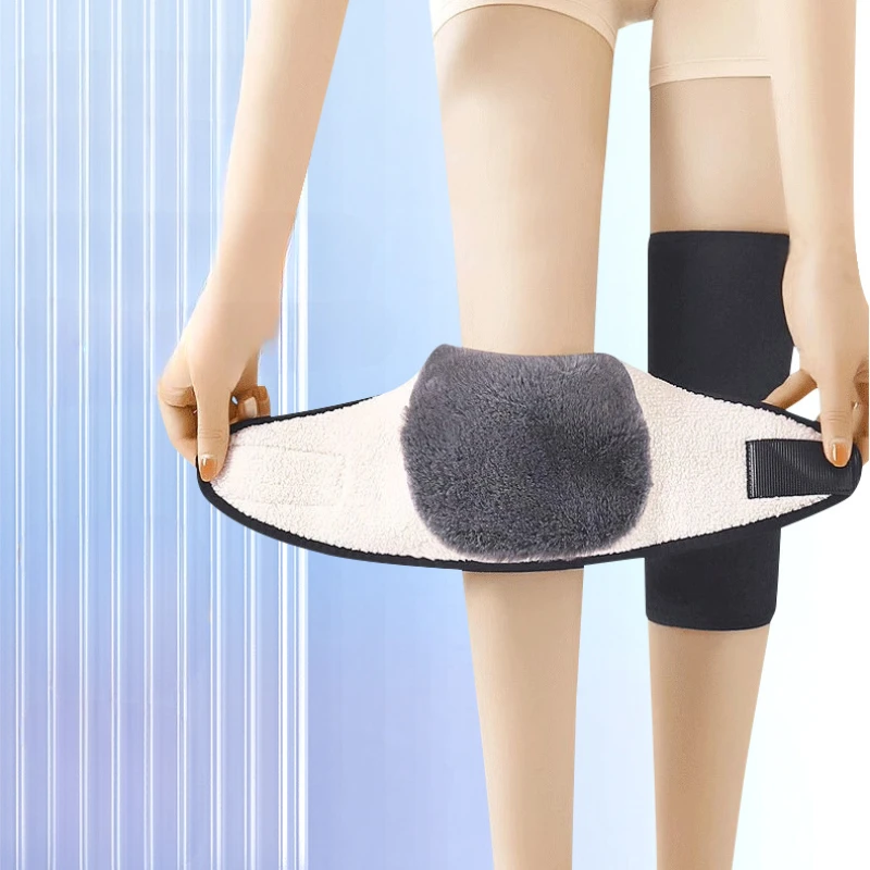 

Autumn and winter lamb fleece open warm knee pads Rabbit fleece with adjustable size and fleece thickened warm knee pads