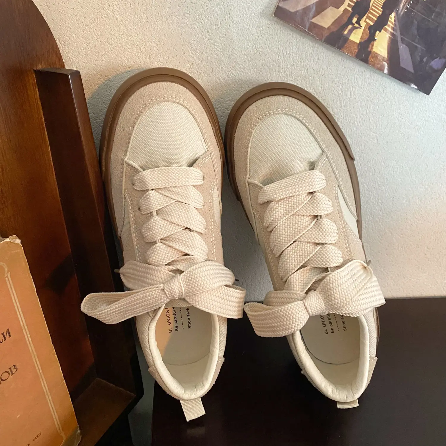 

Vintage Canvas Shoes Korean Fashion 2023 Patchwork Canvas Sneakers Women Solid Color Daily Wear Casual Ins Ladies Footwear