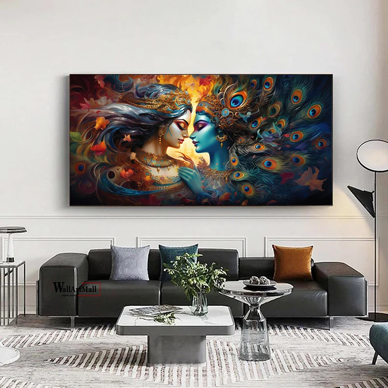 1 шт. абстрактные постеры и принты Radha Krishna Настенная картина для гостиной