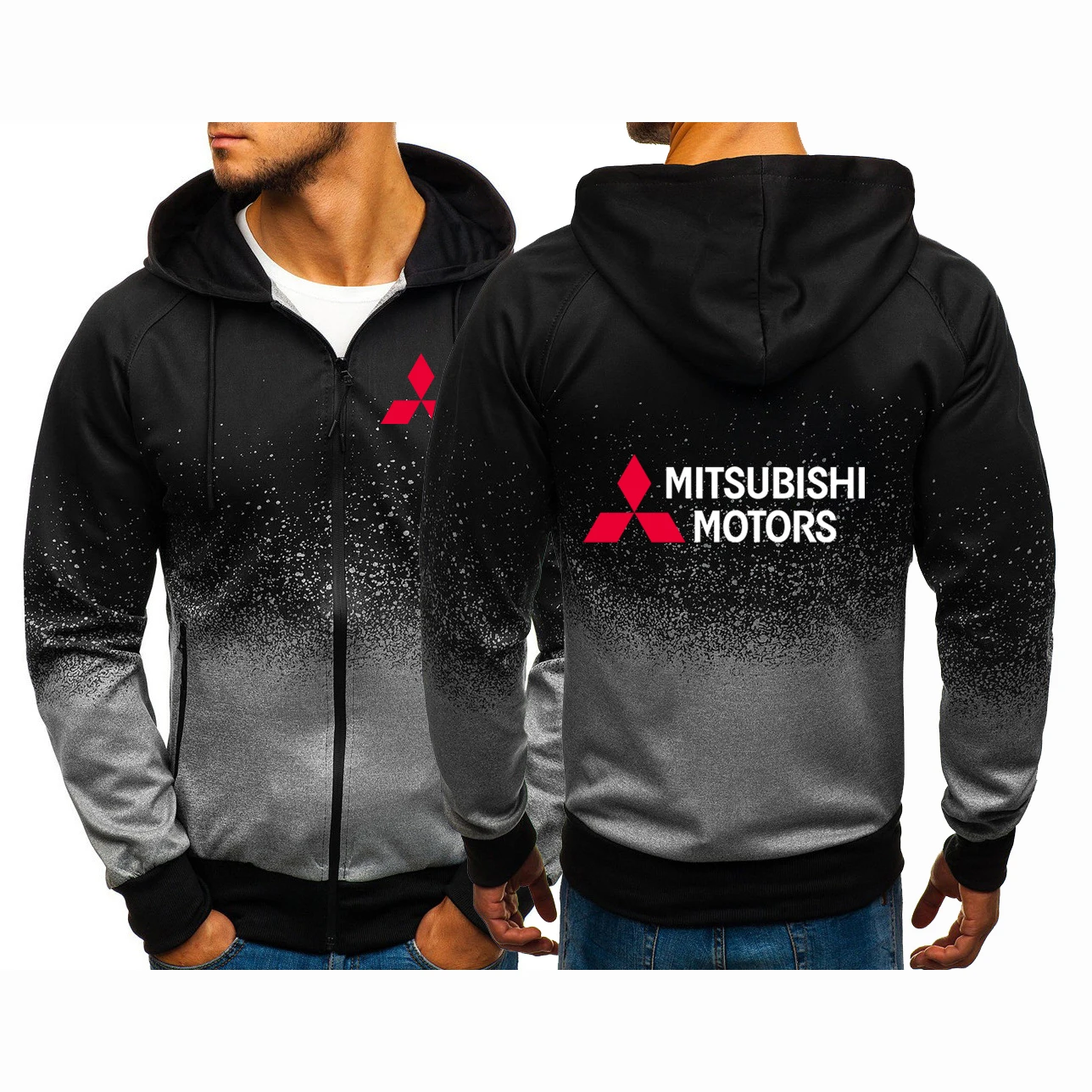 

Весенне-осенняя хлопковая толстовка Mitsubishi Motors с принтом, Мужская толстовка на молнии, повседневные пальто с градиентом, куртки, спортивный ...
