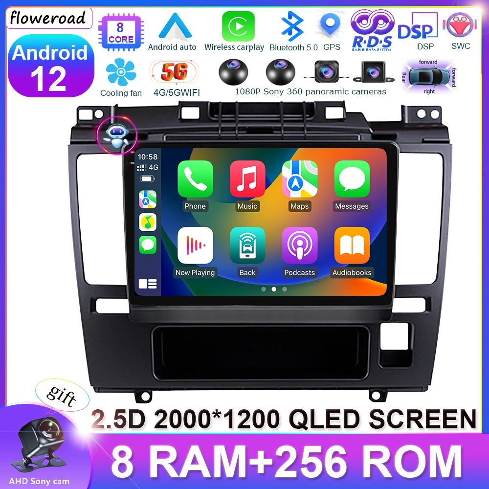 

256G Android 12 car radio multimedia video player For Nissan Tiida C11 2004 - 2013 GPS navigation support AUTO carplay AUTO WIFI