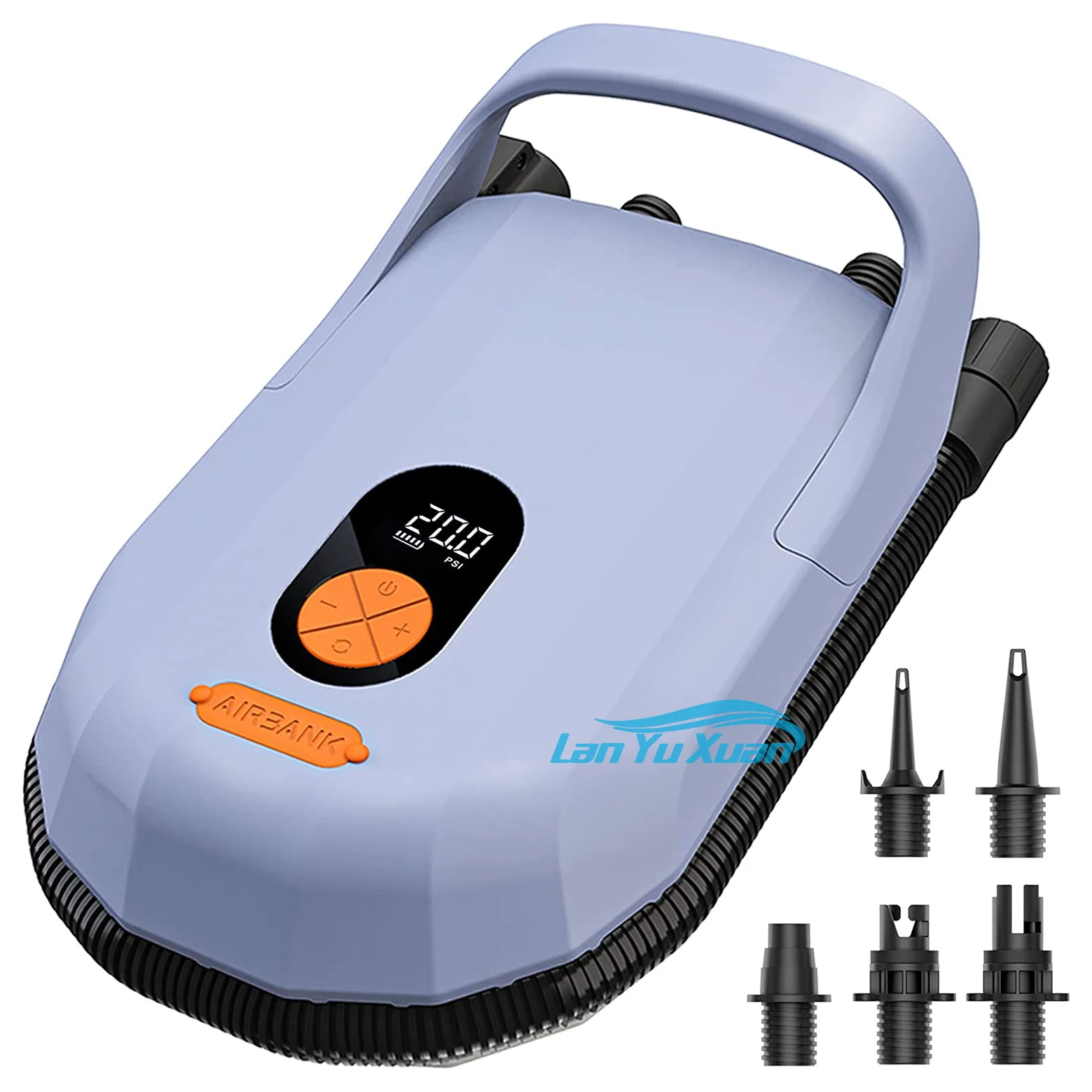 

20PSI Intelligent Double Stage Air Pump Grayish blue Portable ISUP pump with 6 PCS Nozzles