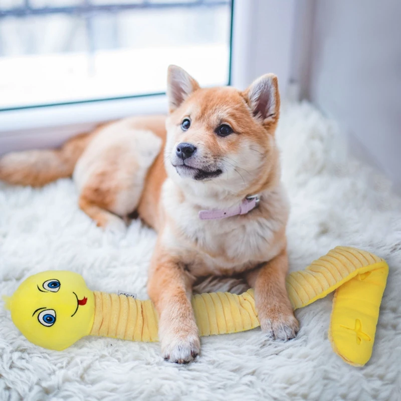 Интерактивные игрушки для собак плюшевая игрушка щенков змея пищащая жевания