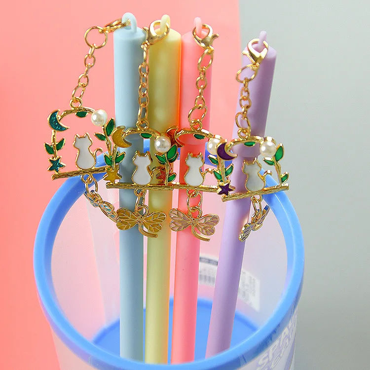 

1 Pcs Kawaii Cute CatPendant Gel Pens Signature Pens School Office Stationery Gift