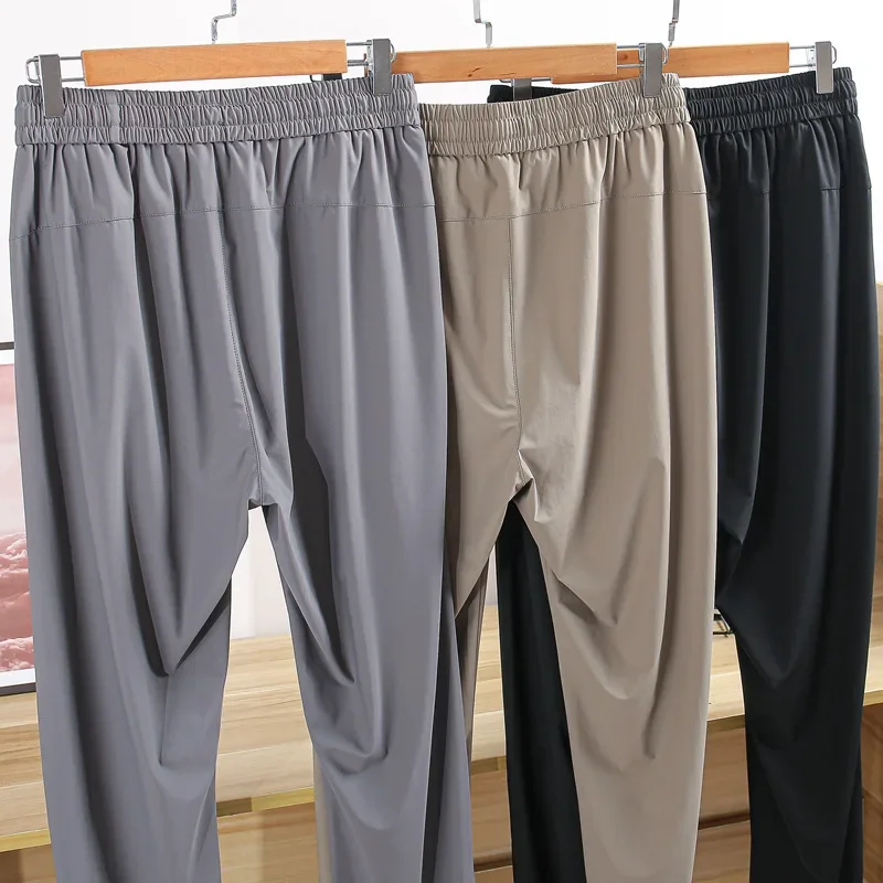 Recommended Item! Cooling Ice Silk Straight-Leg Casual Pants Plus Size For Men 500+ Cabinet Price Tag Wear |