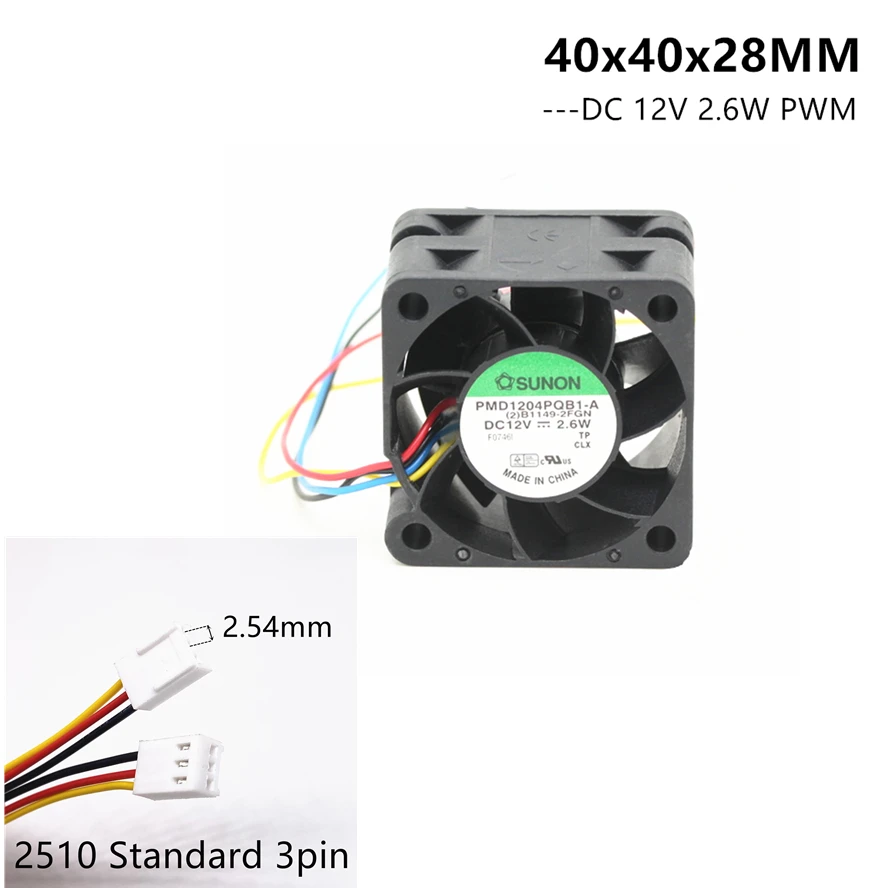 Sunon 4028 40x40x28 мм 40 мм сервер вентилятор с двумя шарикоподшипниками PMD1204PQB1-A 12 В 2,6 Вт охлаждающий вентилятор 3PIN