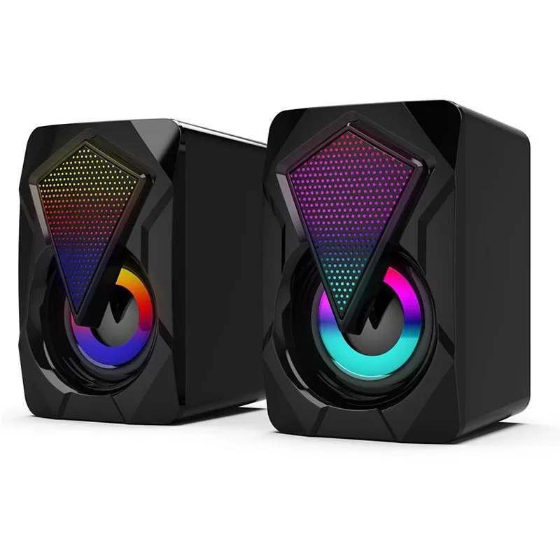 

1 Pair USB Wired Stereo Subwoofer Speaker Colorful LED Light For Laptop Computer Heavy Bass Speakers Sound Box Music Player Sale