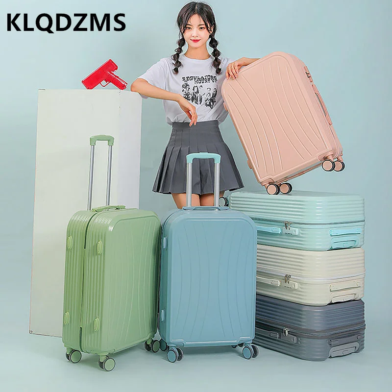 KLQDZMS The New Multifunctional Luggage Female High Value Small Fresh Trolley Suitcase Set  20 Inch Waterproof Boarding Case
