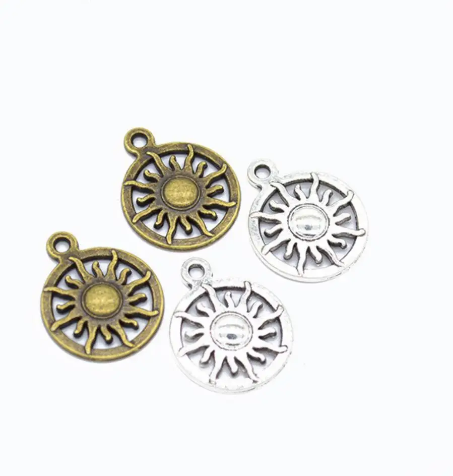

70pcs Charms Sun Sunburst 20*16mm Tibetan Gold Bronze Silver Color Pendants Antique Jewelry Making DIY Handmade Craft F0359