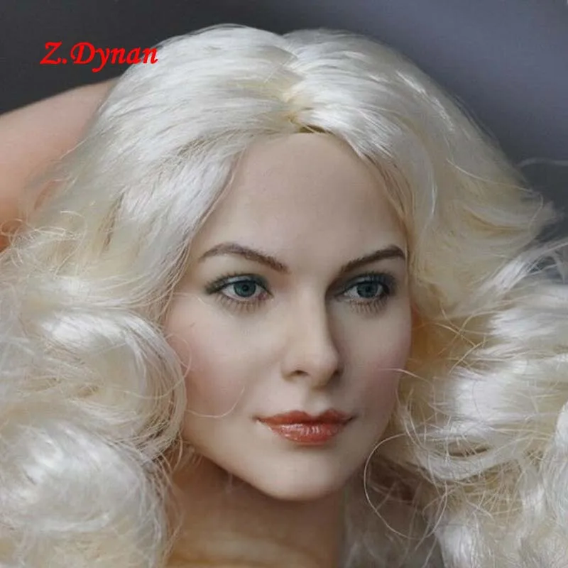 

KUMIK 1/6 KM18-44 White Gold Hair-planting Female Head Carving Model for 12 Inch Action Figure Soldiers Doll